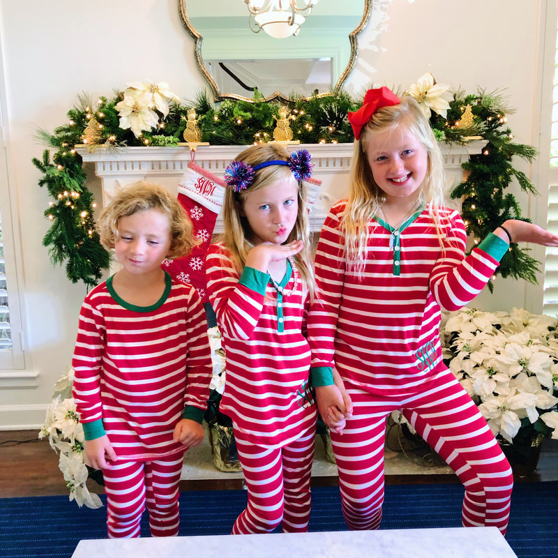 Monogram Kids & Baby Christmas Striped Pajama Set