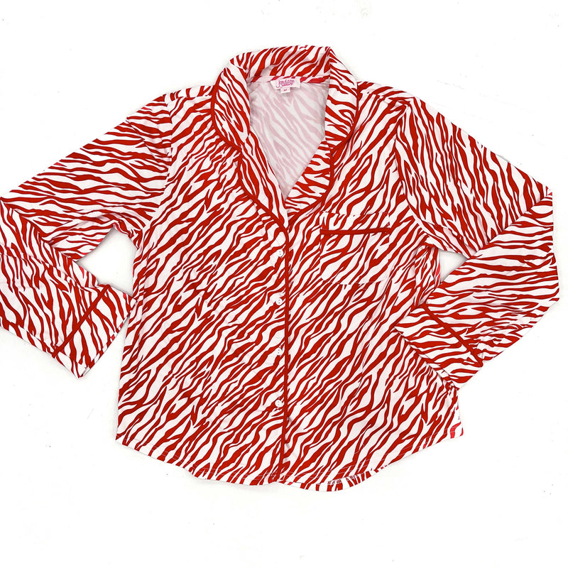 Red Zebra Long Sleeve Pajama Top