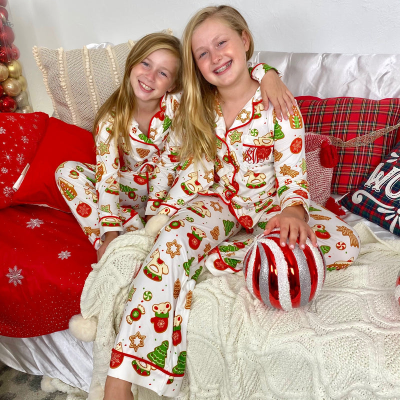 Monogram Youth Christmas Cookie Pajama Set